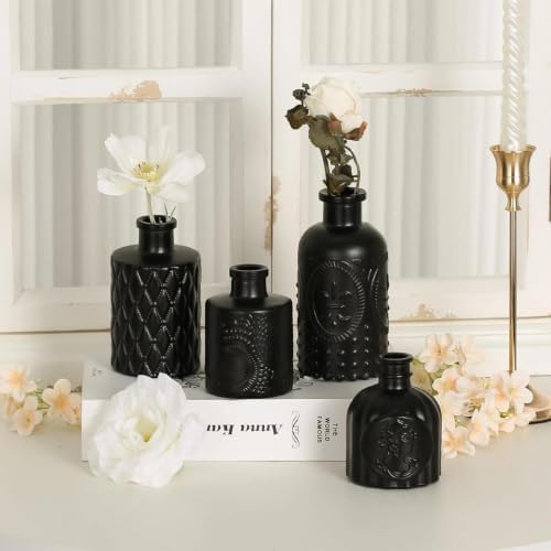 Mini Bud Vases As Wedding Centerpieces for Tables,Clear Bud Vases for Flowers,Small Flower Vases Suitable for Birthday Party,Anniversary,Wedding Reception,Baby Shower (Matt Black, 12PCS) - Image 4