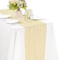 Beige 10FT Cheesecloth Table Runner Boho Gauze Fabric Table Runner Rustic Sheer Runner for Wedding Bridal Baby Shower Birthday Party Boho Table Decor（1 Pack Beige） by JALANCY