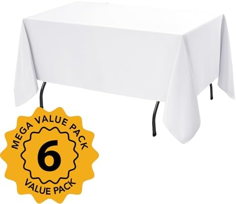 6-Pack White Tablecloths for Rectangle Tables, 60 x 120 Inches - Image 2