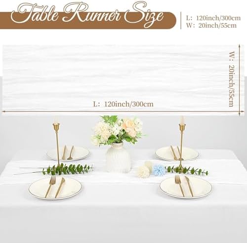 20 Pack Cheesecloth Table Runner 20 x 120 Inch, White - Image 2