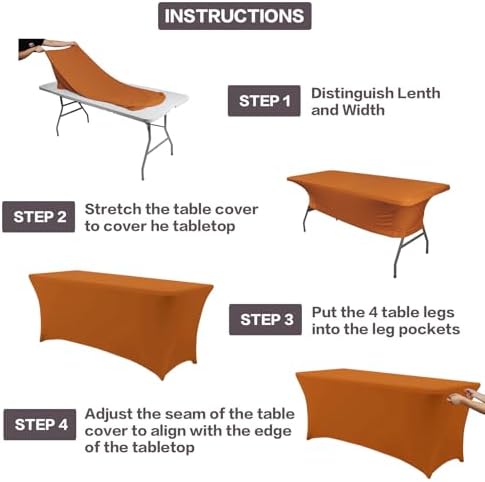IVAPUPU 2 Pack 6FT Table Cloth for Rectangular Spandex Caramel Table Cover - Image 4