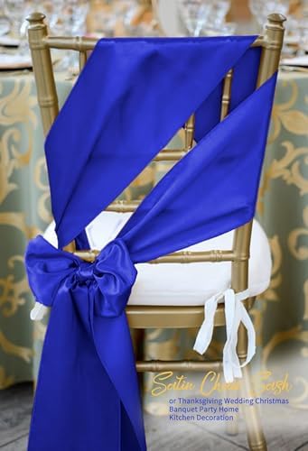 60 PCS Royal Blue Satin Chair Sashes, 7 x 108 Inch - Image 4