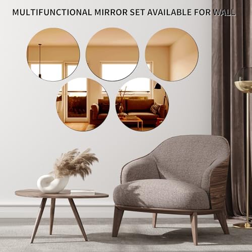 VASUHOME 8" Gold Mirror Centerpieces for Tables, Round Mirror Plates Set for Candle, Wedding, Party Decorations, Circle Mirror Trays with Smooth Edge and Cushioned Feet, 2mm Thick - Image 5