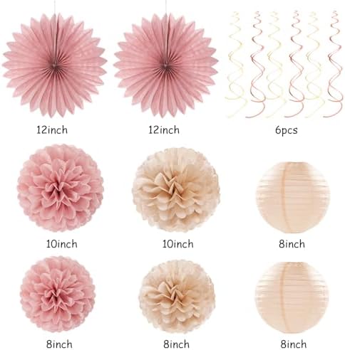 Blush-Pink Rose-Gold Bridal-Shower Fall Party-Decorations - 31pcs Bride to Be Sign Banner,Bachelorette Paper Lanterns,Wedding Streamers Garland,Boho Peach Tissue Pom Poms Fans Decor Supplies Burgleda - Image 3