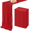 12 Pack Red 10FT Cheesecloth Table Runner Rustic Gauze Fabric Cheese Cloth Table Runner for Wedding Bridal Baby Shower Table Decor Boho Sheer Birthday Party Table Decorations 20 x 120 Inch Long by FoliafeelHome