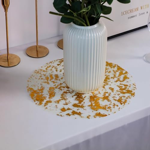 Snowkingdom Gold Placemats Set of 50 Round 13 Inch Foil Mesh Pressed Bulk Disposable Fall Table Mates 50 Pack Gold Doilies for Dining Table Wedding Birthday Party Holiday Home Decoration - Image 6