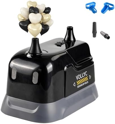 Balloon Pump Electric, Dual Nozzle Balloon Inflator Air Pump, Fast & Easy Inflation for Party Decorations, Birthday Decorations – Lightweight, Portable Balloon Blower Machine by VOLLYC