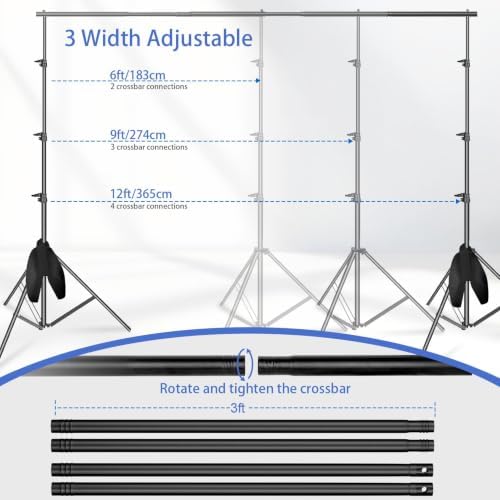 EMART Photo Backdrop Stand kit, 10 x 12 ft Back Drop Adjustable Frame for Photography, Photoshoot Banner Background Support Holder for Parties Dectoration - Image 3