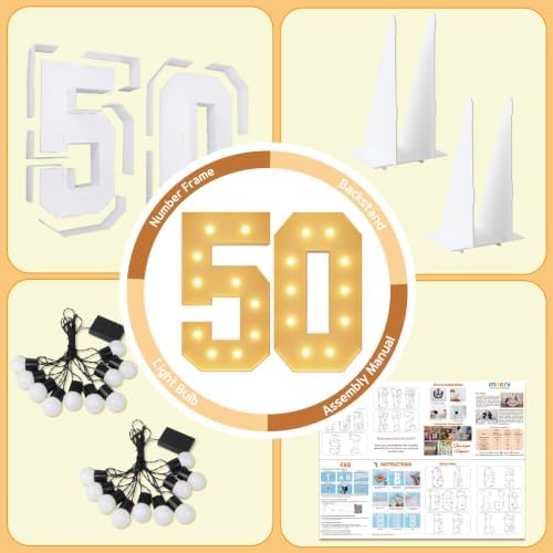 imprsv 50 Marquee Numbers, 4FT Light Up Numbers for 50th Birthday Decor - Image 5