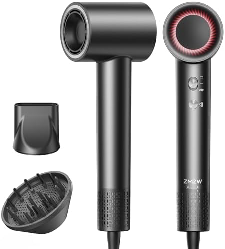 High Speed Hair Dryer, 160,000 RPM Ionic Blow Dryer, Brushless Motor by ZMZW