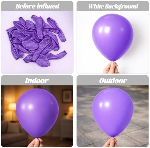 Voircoloria 105pcs Purple Party Latex Balloons, 12inch - Image 3