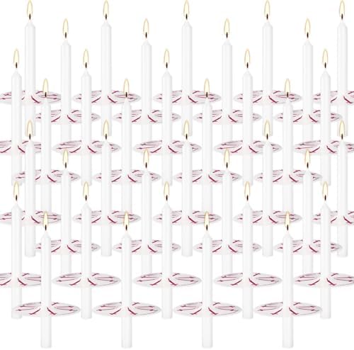 200 Pack 4 Inch White Church Taper Candles with Drip Protectors - Image 2