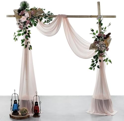 Pack of 2 Wedding Arch Drape Panel Fabric 30" x 40ft - Nude - Image 2