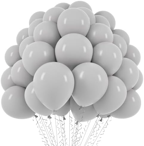 Voircoloria 110pcs Gray Latex Party Balloons, 12inch by Voircoloria