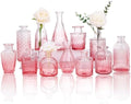 CUCUMI 12pcs Bud Vases for Centerpieces, Pink Glass Vase Set by CUCUMI