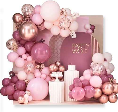 PartyWoo Dusty Pink Balloon Arch Kit 140pcs Different Sizes 18 12 10 5 Inch by PartyWoo