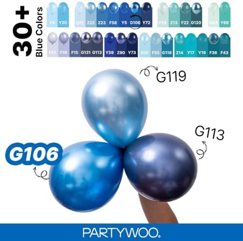 PartyWoo Metallic Blue Balloons 50pcs Chrome Blue Color 12 Inch - Image 4