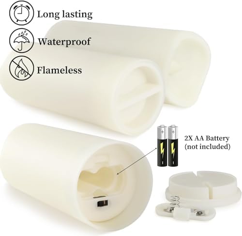 YOROXRG Set of 24 Waterproof Outdoor Flameless Candles, LED Candles with 4 Remote and Timer,(H 4" 5" 6" x D 2.2"),for Halloween Wedding Festiv - Image 6