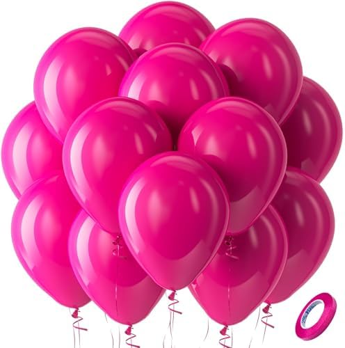 Bezente Hot Pink Latex Round Helium Party Balloons100 Pack 12 inch by Bezente