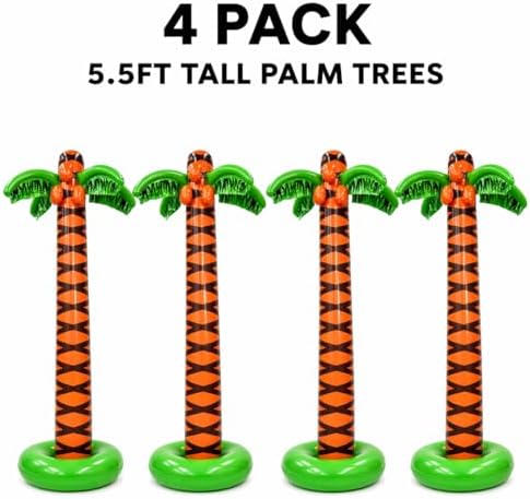 4E's Novelty 4 Pack Giant Inflatable Palm Trees 6 Ft Tall - Palm Tree Blow Up for Tropical Seaside Inflate Trees Party Decorations, Summer Beach Tree Party Decoration Supplies - Image 2