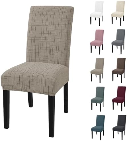 Super Stretch Chair Covers for Dining Chairs Set of 6, Khaki by CYCMACOHOME