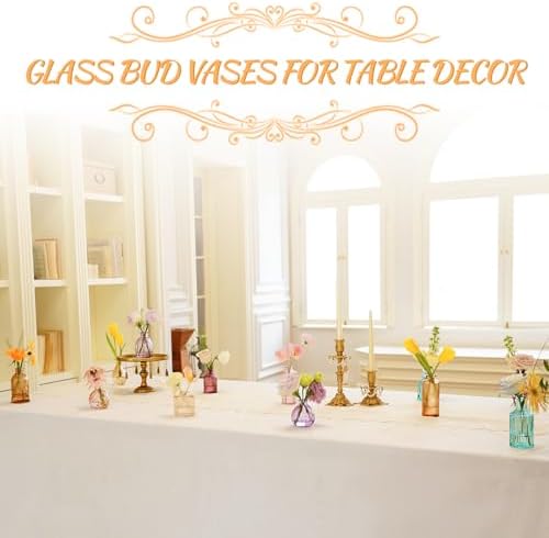 12PCS Mixed Colored Bud Vases Colorful Vintage Flower Vase for Centerpieces - Image 4