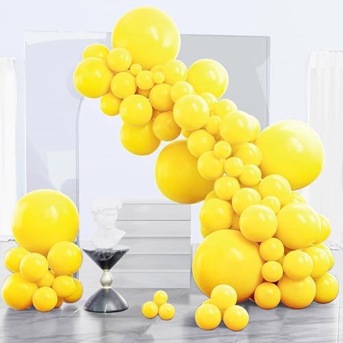 PartyWoo Yellow Balloons 140pcs Matte Yellow Balloons Different Sizes by PartyWoo