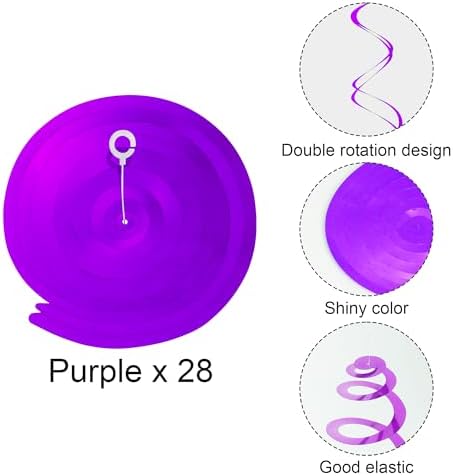 Colorful Ceiling Swirl Foil Decorations Hanging Plastic Streamer Themed Swirl Party Decoration for Halloween Celebration, Pack of 28 (Purple) - Image 4