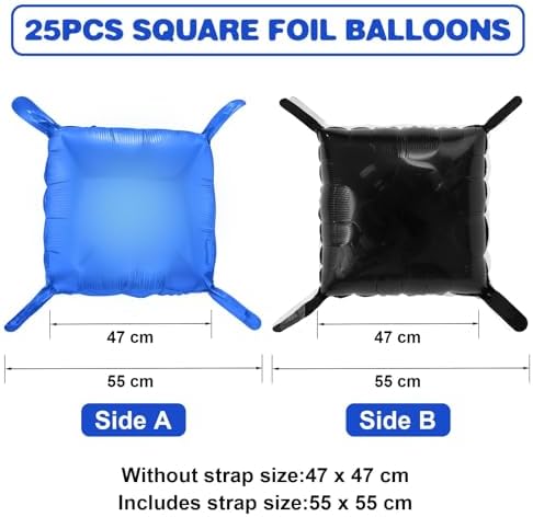 Black Blue Square Foil Balloon Wall,25Pcs Double Sided Foil Balloons - Image 2