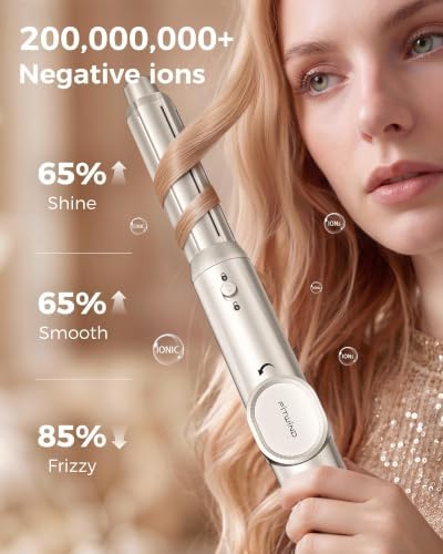 6 in 1 Air Hair Styler Blow Dryer Brush Set - High Speed Negative Ions Hair Dryer 110,000 RPM with Auto Wrap Curlers - No Heat Damage for Curling, Volumizing, Straightening - Champagne Gold - Image 5