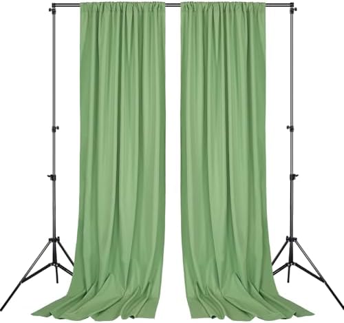 Sage Green Backdrop Curtains 30ftx10ft Wedding Polyester Photo Drapes - Image 4