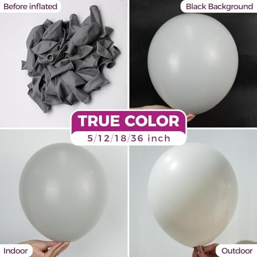 Bezente Gray Giant Latex Round Balloons 36 Inch 8 Pack - Image 2