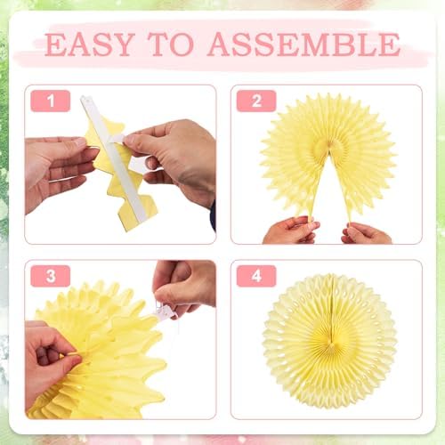 SUNBEAUTY Paper Flowers Pink and Green Party Decorations Hanging Fans Spring Summer Decor for Wall Wedding Backdrop Bridal Shower Birthday - 9Pcs - Image 3