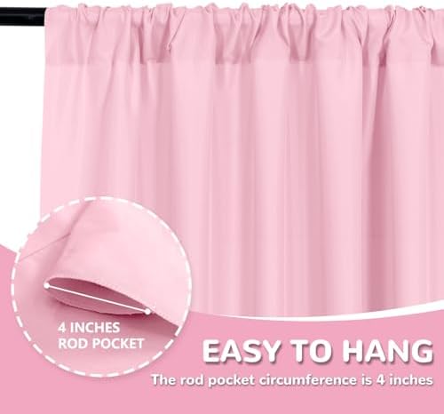 MEETSKY Pink Backdrop Curtains,Birthday Backdrop Drapes,5ft x 8ft,2 Panels - Image 3