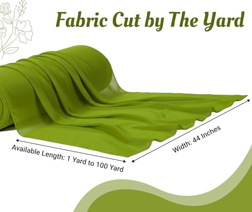 10 Yard Chiffon Fabrics, 44" Wide, Lightweight, Sheer – Apple Green - Image 4