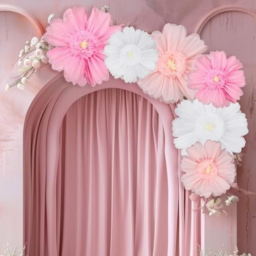 Giegxin 6 Pcs 31.5" 24" Giant Pink White Paper Flower Little Princess Decor by Giegxin