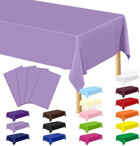 QZYL 4 PCS Plastic Table Cloth Disposable, 54x108 Inches Leakproof Rectangle Tablecloth, Heavy-Duty for Restaurant Party Decorations, Outdoor Picnic Tablecloth Congratulations Decorations​ by QZYL