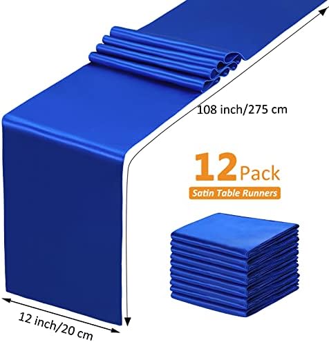 SiinvdaBZX 12 Pcs Royal Blue Satin Table Runner 12 x 108 inches Long - Image 4