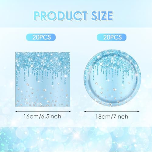 40Pcs Blue Birthday Decorations for Men Blue Paper Plates and Napkins for Boys Men Birthday Party Decorations Serve 20 Guests - Image 2