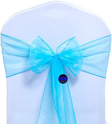 MDS Pack of 200 Organza Chair Sashes for Wedding & Event Décor – Turquoise - Image 3
