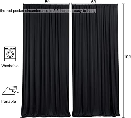 AK TRADING CO. 10 feet x 10 feet IFR Polyester Backdrop Drapes Curtains Panels with Rod Pockets - Wedding Ceremony Party Home Window Decorations - Black - Image 6