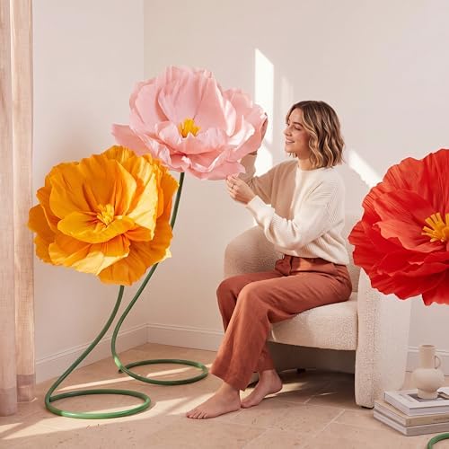 3 Pcs 5ft Giant Multicolor Poppy Flower Back to School Decor - Image 6