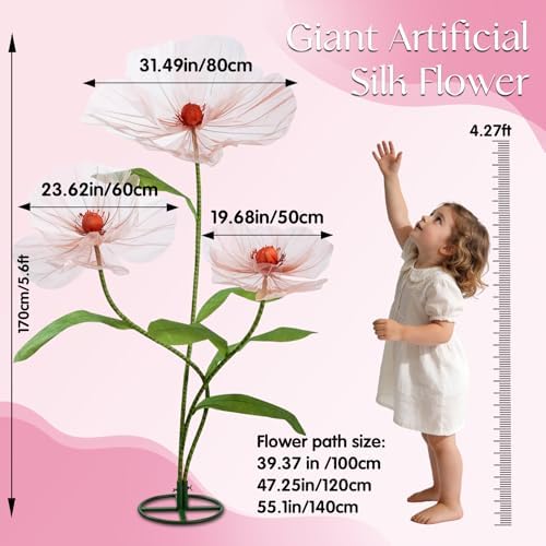 5.6 Ft Tall Large Artificial Silk Flower Orange Champagne - Image 4