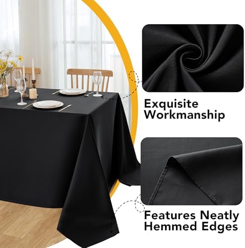 10-Pack Black Tablecloths for Rectangle Tables, 60 x 84 Inches - Image 3