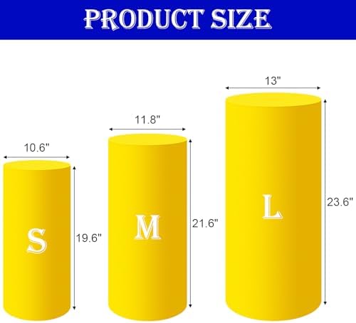 SaitiMade Set of 3 - Yellow Cylinder Pedestal Stand Covers - Image 2