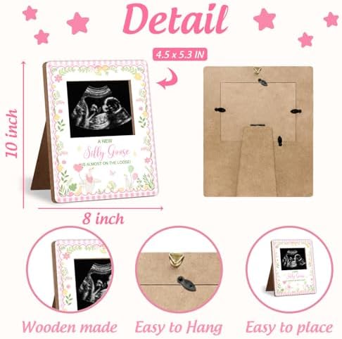 One Silly Goose Baby Shower Sign Picture Frame, Silly Goose Sonogram Picture Frame, New Mom Expecting Parents-to-Be Keepsake Gifts, Silly Geeses Baby Shower Gender Reveal Gifts, 4.5 * 5.3 IN Photo - Image 2