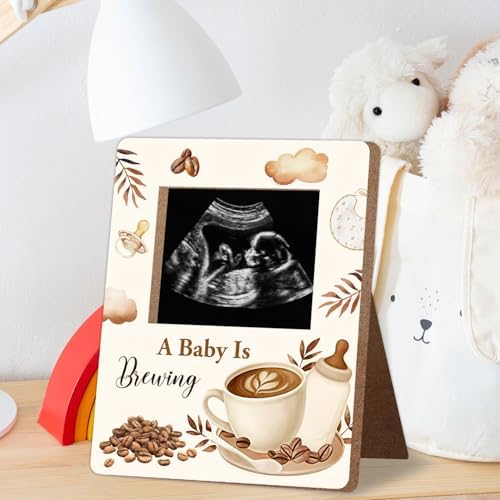 Coffee Themed Baby Shower Decorations Frame, Coffee Pattern Sonogram Picture Frame, New Mom Expecting Parents-to-Be Keepsake Gifts, “A Baby is Brewing” Little One Shower, Pregnancy Announcements - Image 3