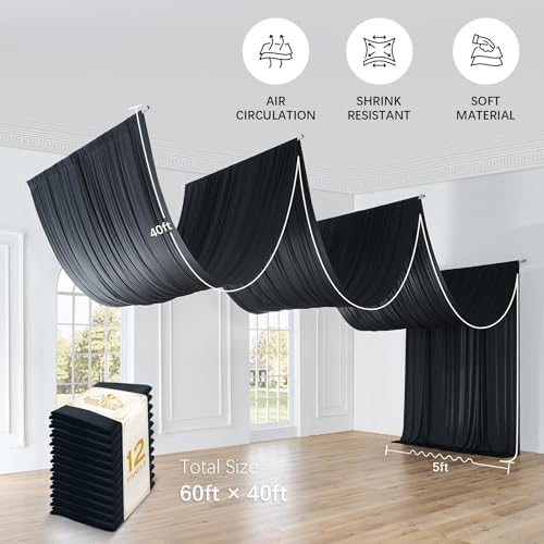 60ftx40ft Black Ceiling Curtain for Halloween Parties - Image 6