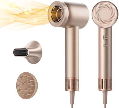 Dreame Glory Mix High-Speed Hair Dryer, Dual Voltage, 3 Magnetic Nozzles, Perfume Infusion, Customized Fragrant Drying, NTC Control, 300M Negative lons, 110,000RPM Motor, 336g Lightweight, Gold by Dreame
