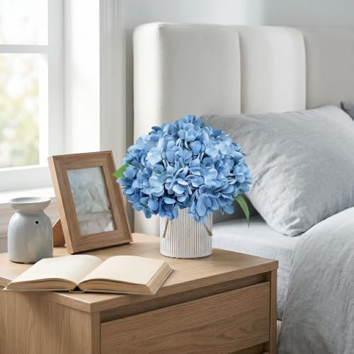 Set of 6 Artificial Flower Table Centerpieces (Dusty Blue, 6 X Flower Table Centerpieces) - Image 5